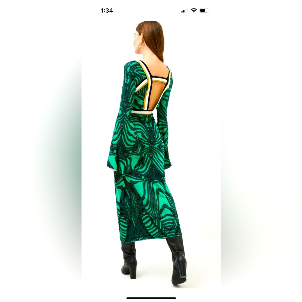 Karen Millen Mirror Zebra Slinky Jacquard Maxi Knit Dress